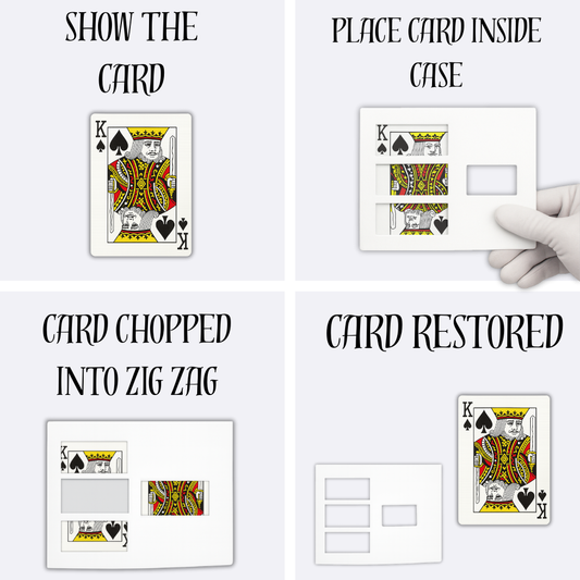 Playing card sliced into three parts illusion prop