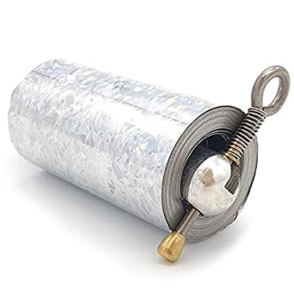 Full-length, gleaming silver collapsible cane instantly produced from the magician's empty hand on stage.