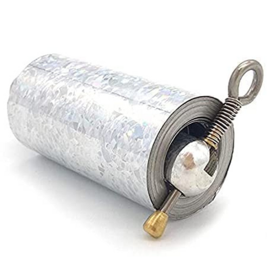 Full-length, gleaming silver collapsible cane instantly produced from the magician's empty hand on stage.