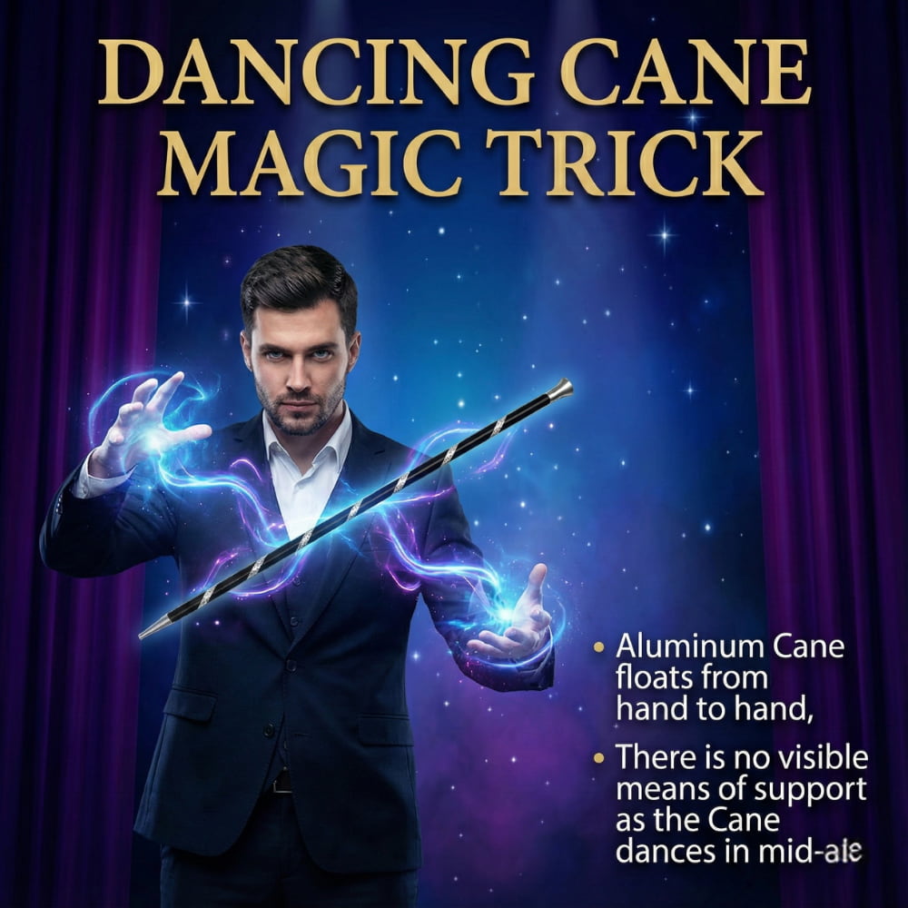 34 inch Aircraft Aluminum Dancing Cane in flat black finish.