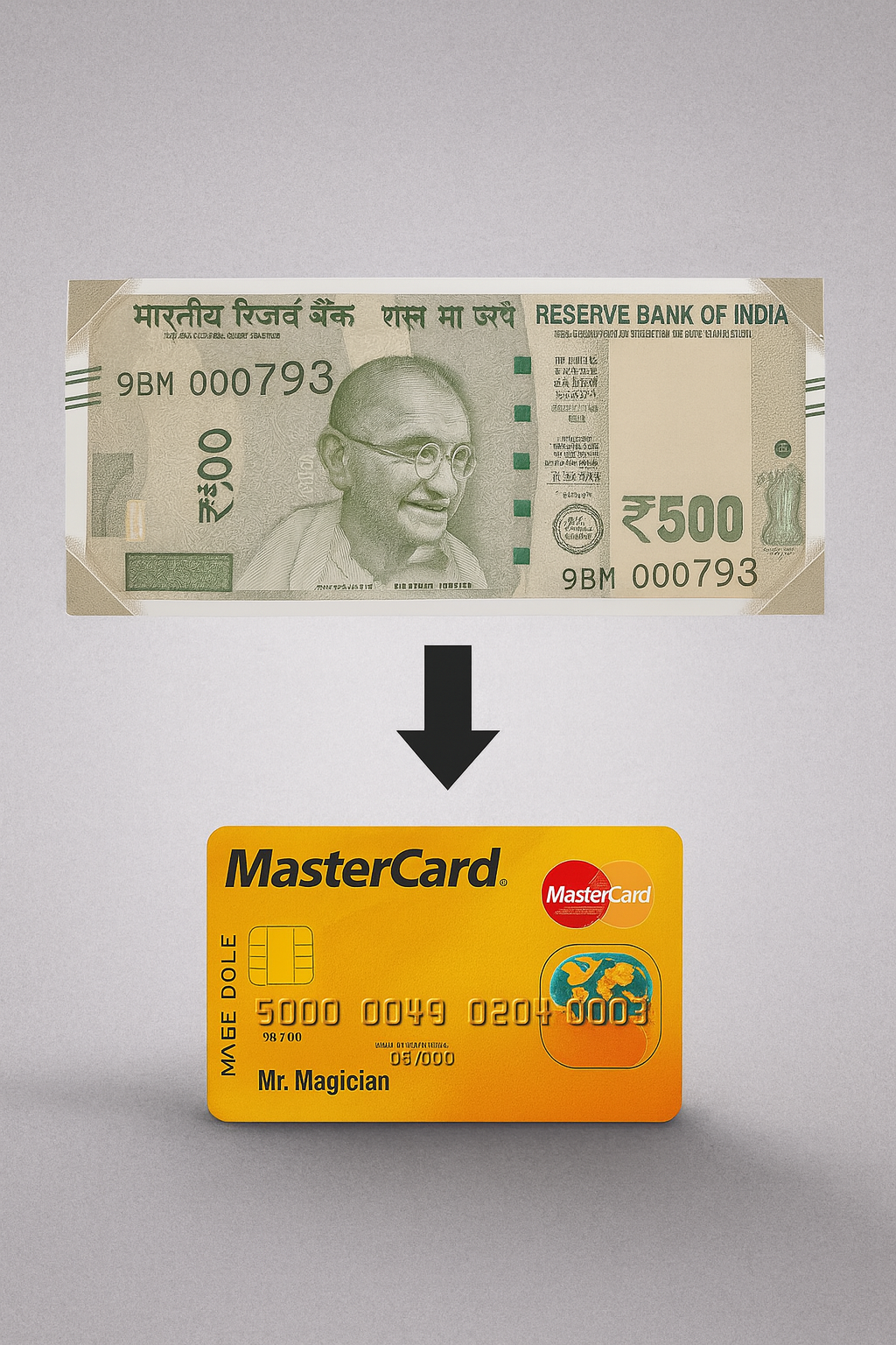 Cash to Credit Card gimmick – instant note to card magic trick for stage and close-up