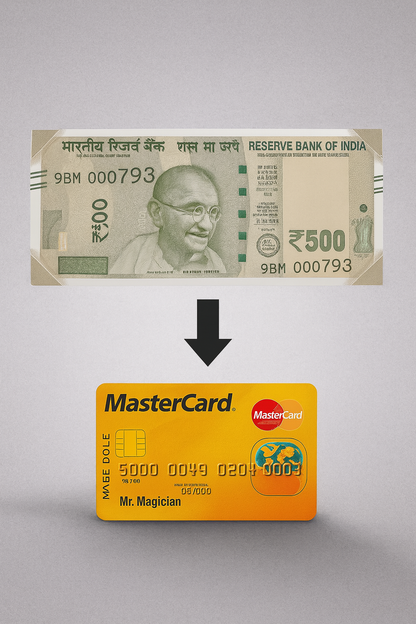 Cash to Credit Card gimmick – instant note to card magic trick for stage and close-up