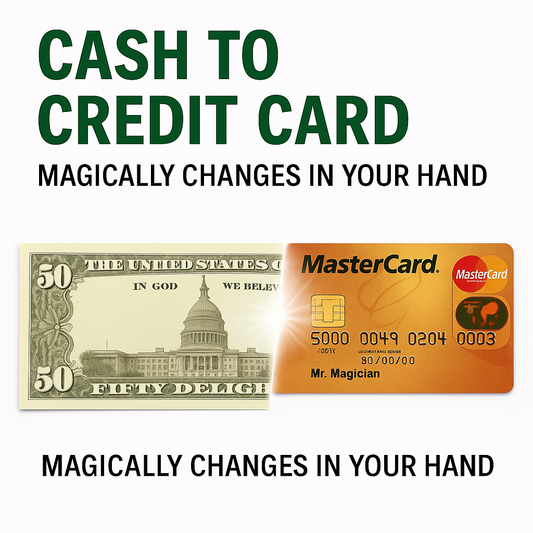 Cash to Credit Card illusion – instant magic trick with real-looking note and credit card