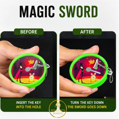 Close-up self working Magic Sword penetration prop.