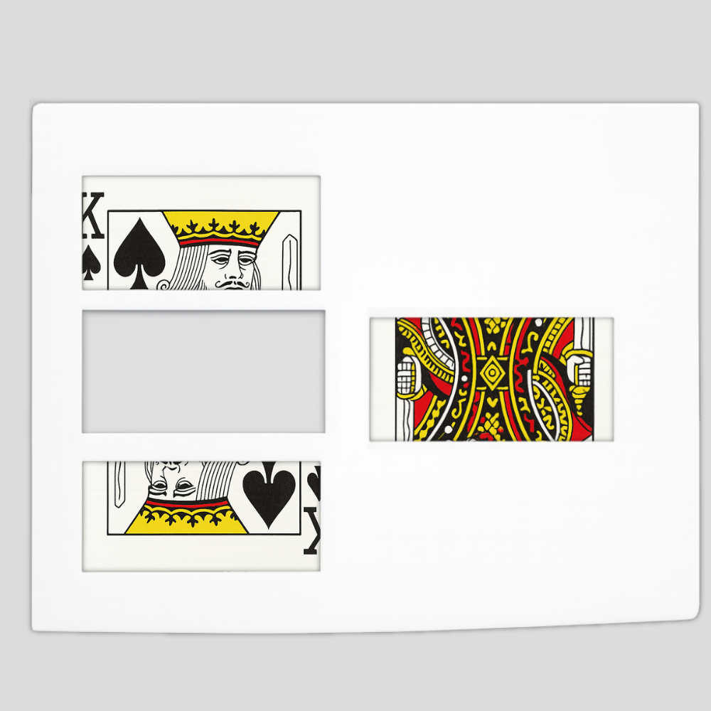 Card magic trick showing cut and restored effect