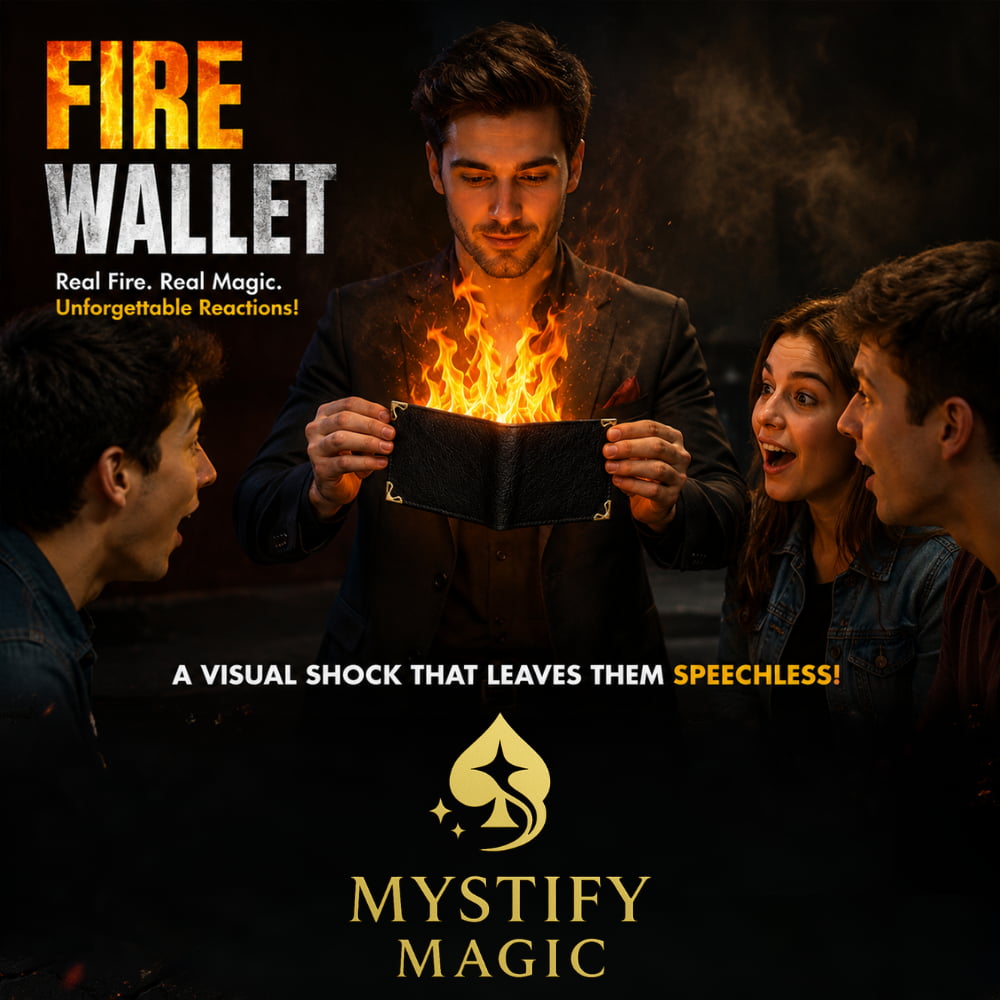Professional Fire Wallet magic trick producing flames.