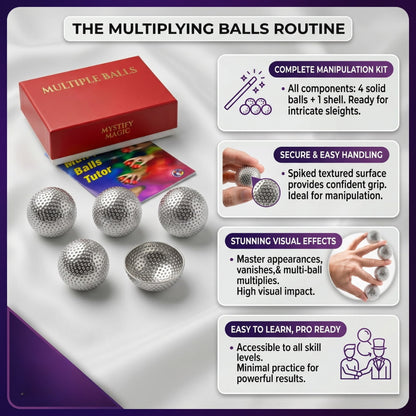 Magician performing sleight of hand with textured magic balls.