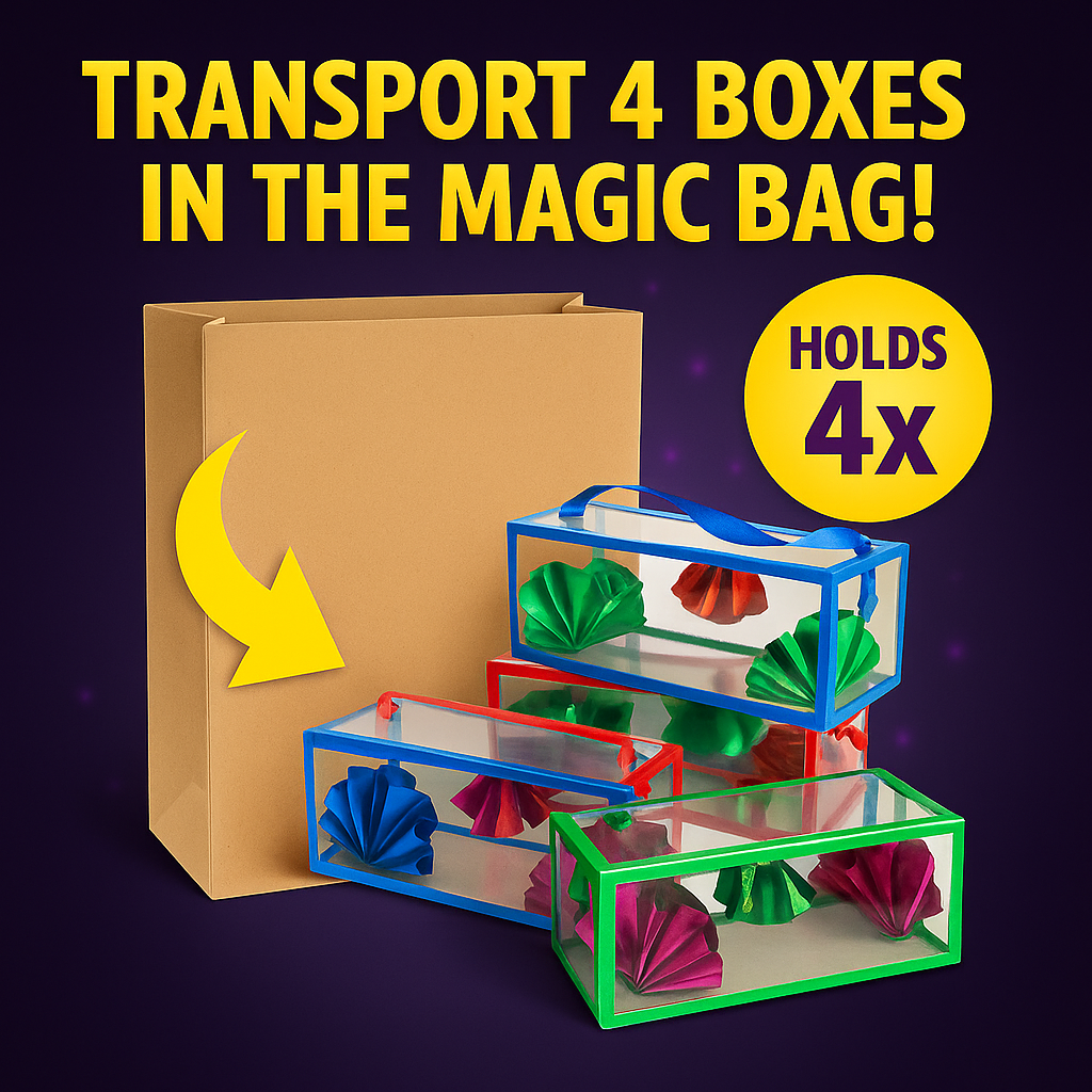 Dream Bag magic prop set including paper bag and four vibrant boxes

w
