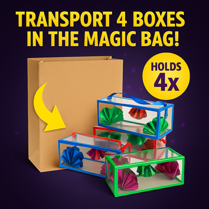 Dream Bag magic prop set including paper bag and four vibrant boxes

w