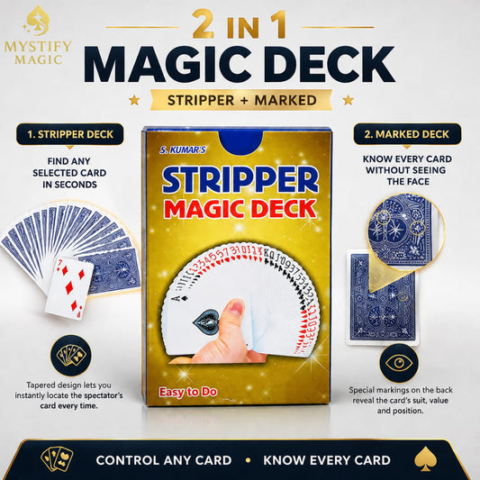 Magician identifying a face-down card using the secret markings on the deck.