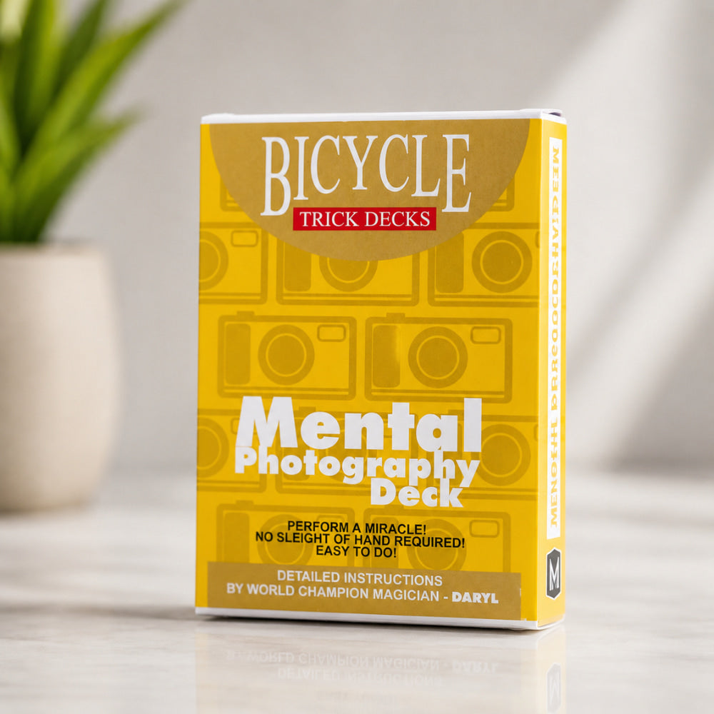 Mental Photography Deck showing blank Bicycle cards turning into printed faces.