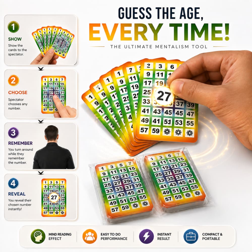 number prediction cards magic trick reveal spectator age