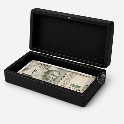 Money Exchange Box showing paper turning into a currency bill.