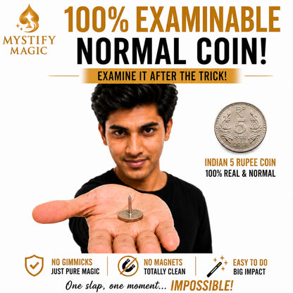 Fully examinable Nail Coin close-up magic trick.