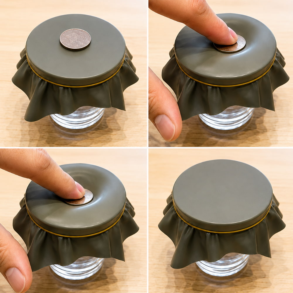 Close-up visual of the Pena Coin penetration magic prop.
