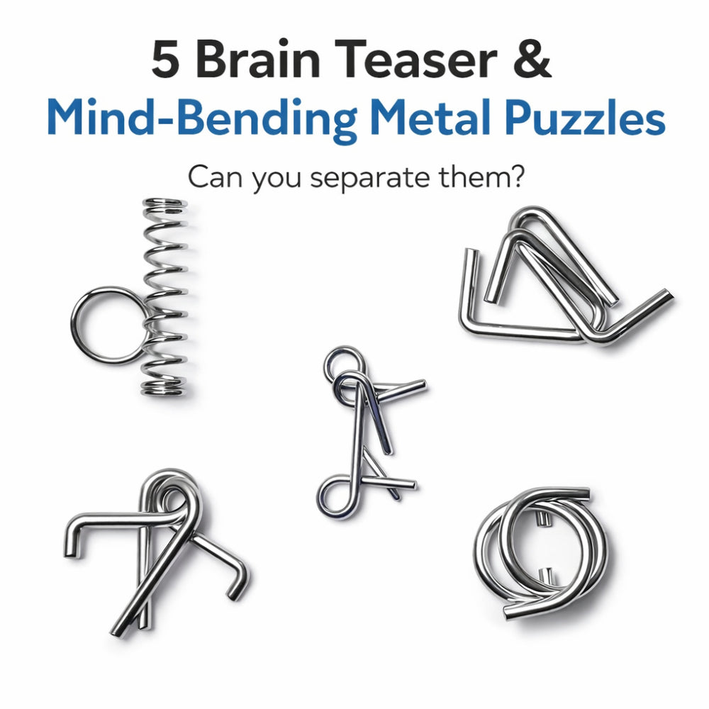 High-quality chrome-plated wire puzzle with smooth edges for IQ testing.