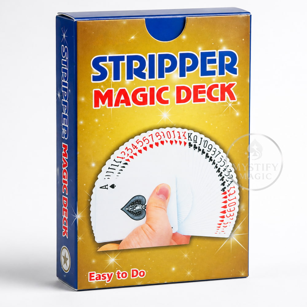 Bridge size stripper marked deck showing tapered edges for easy card control.
