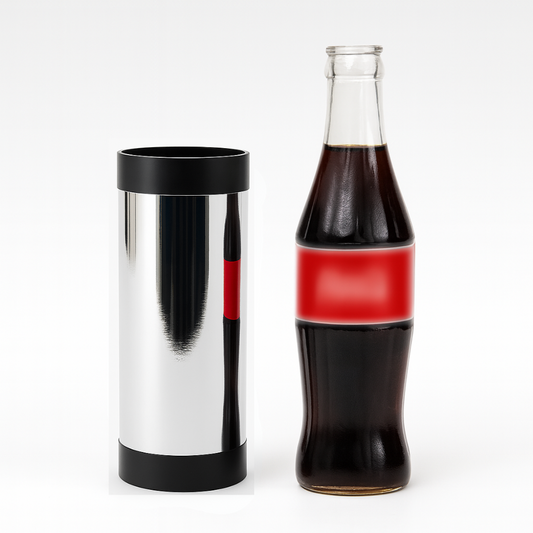 Vanishing Bottle Magic Trick with silver tube and unbranded soda bottle for stage magic